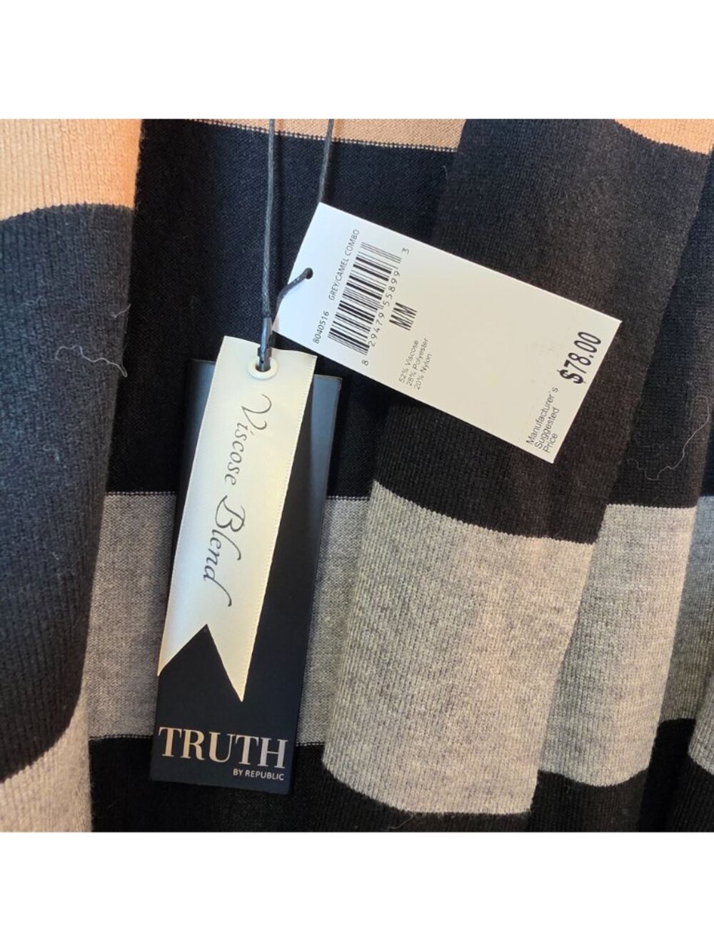 Truth by Republic Duster Sweater Women's M Striped Belted Long Cardigan NWT - Picture 7 of 7